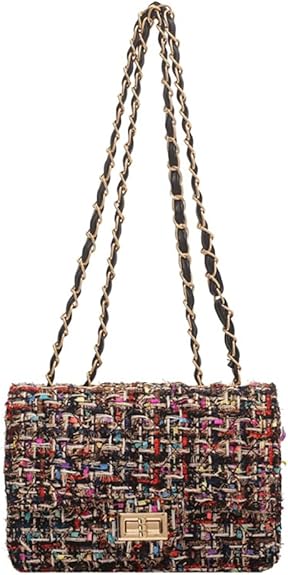 Plaivelle™ Große Tweed-Schultertasche mit Karomuster