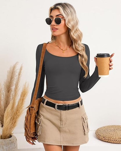 Trivelle™ Langarm-Crop-Tops in Slim-Fit