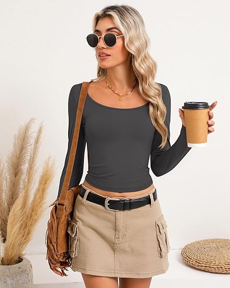 Trivelle™ Langarm-Crop-Tops in Slim-Fit