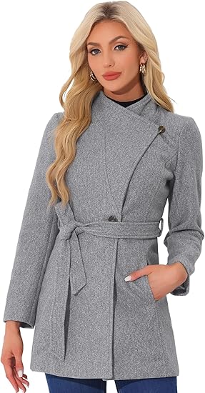 Belvéra™ Taillierter Wintermantel mit Stehkragen & Gürtel